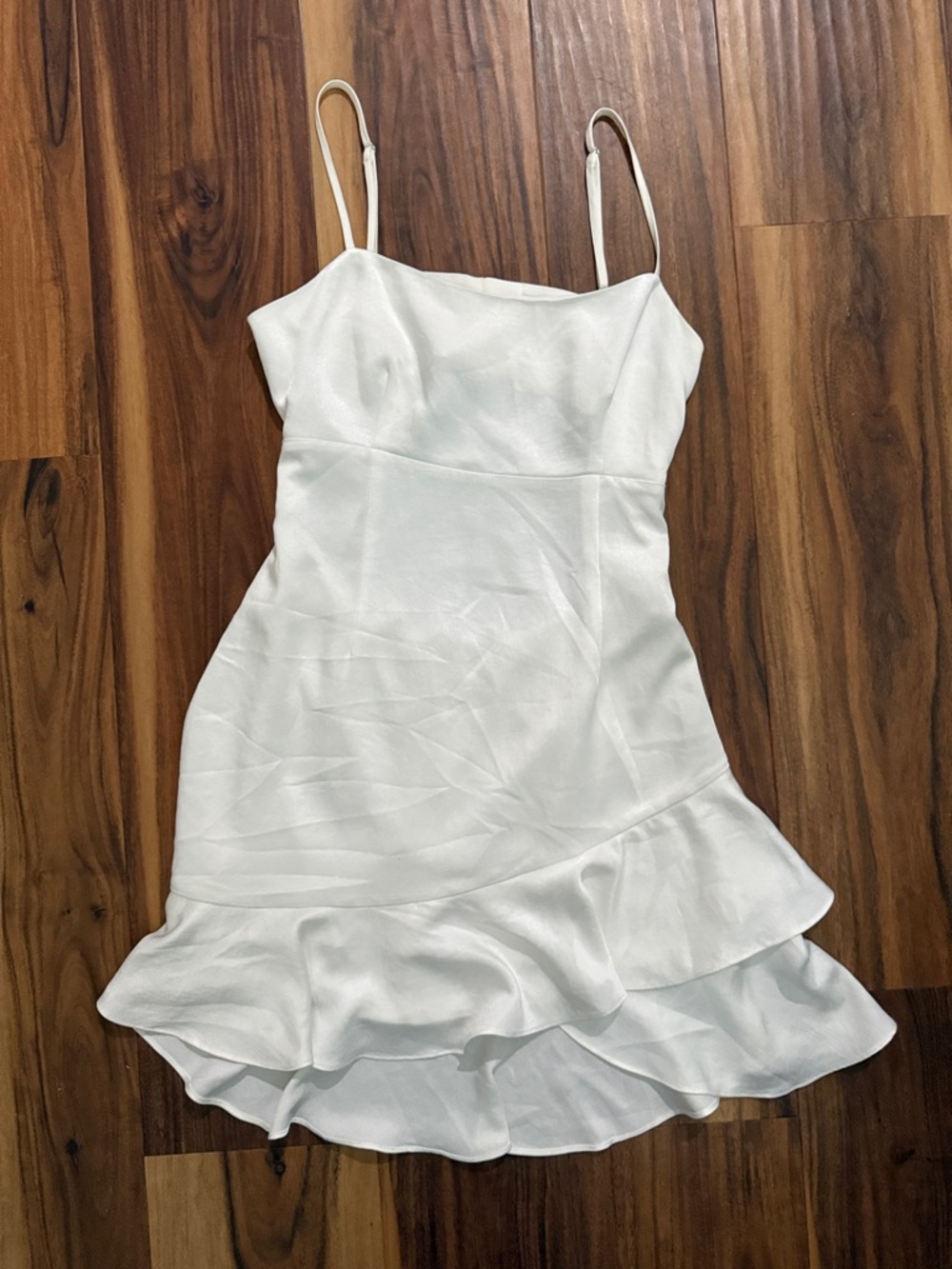 Lovers + Friends White Dress with Ruffle Hem